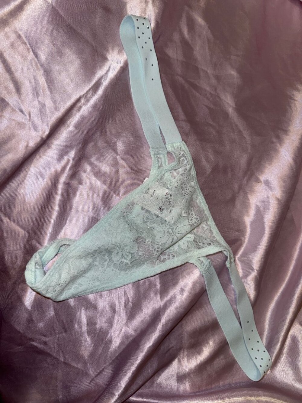 NWT PINK Victoria’s Secret Pastel Teal Shine Strap Lace Panty